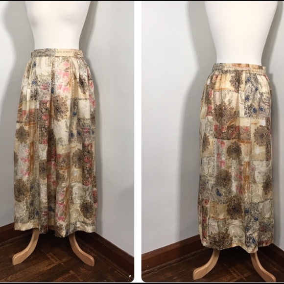 Vintage Dresses & Skirts - Jerri Sherman 10 vintage silk skirt floral